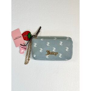 Juicy Couture Denim Days Wallet Wristlet Light Washed Denim Strawberry Charm NWT